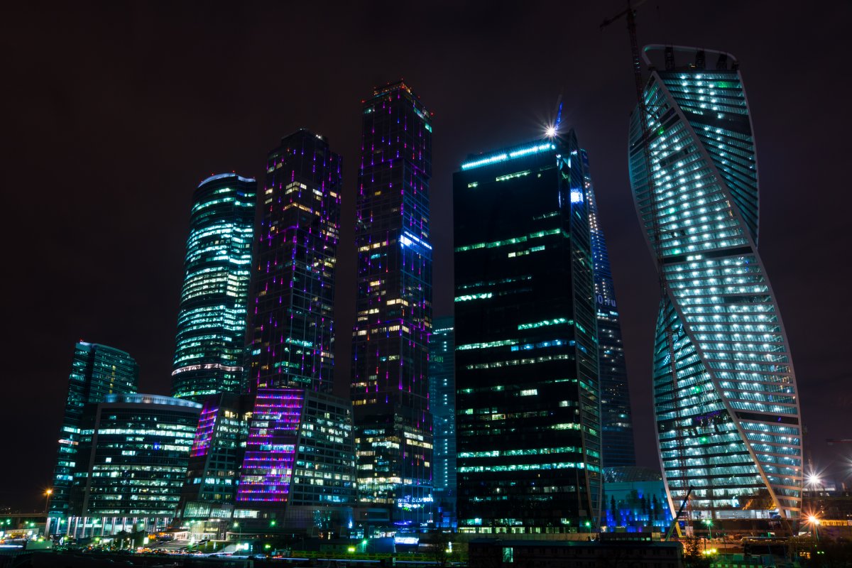 Ночная Москва Москоу Сити