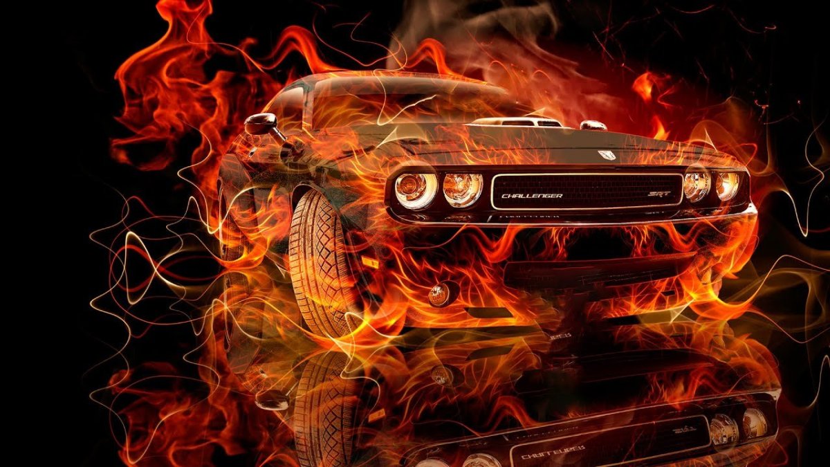 Огненный автомобиль фон
