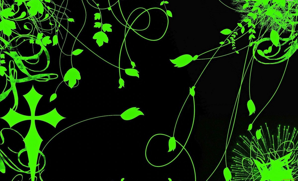 Зеленый цвет на черном фоне