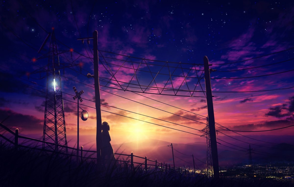 Закат в стиле аниме