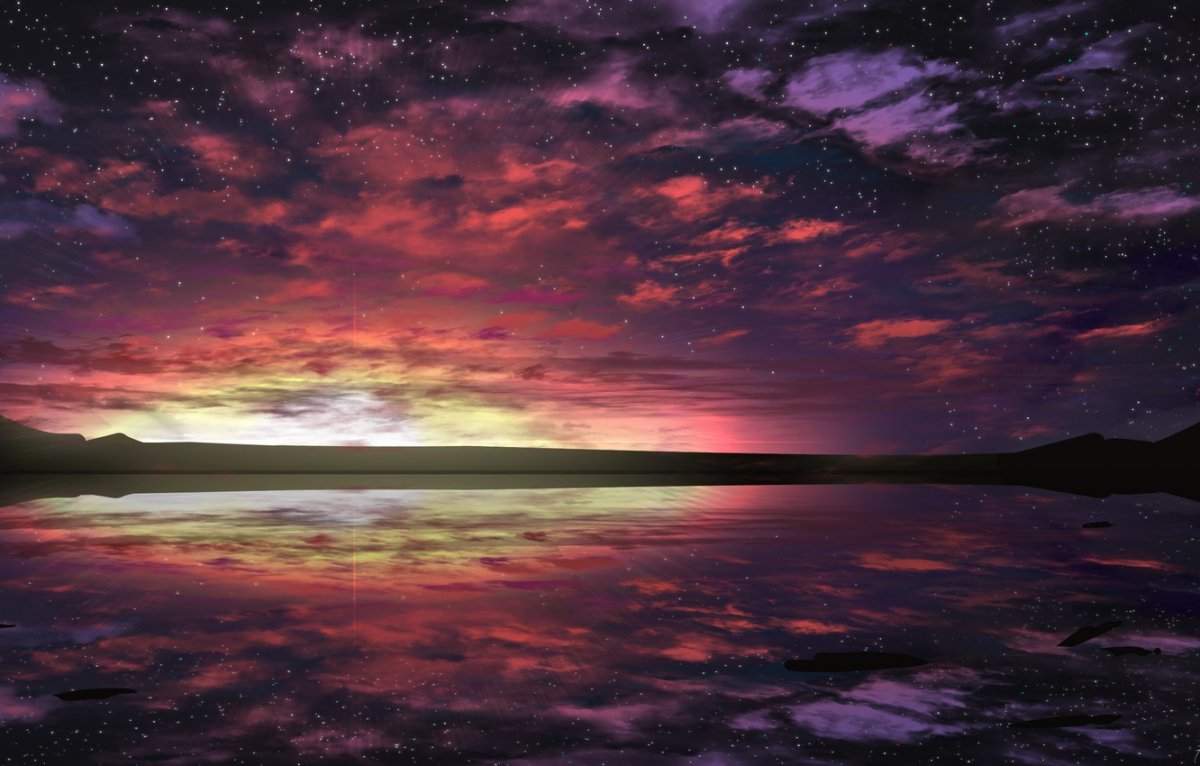 Алый закат арт