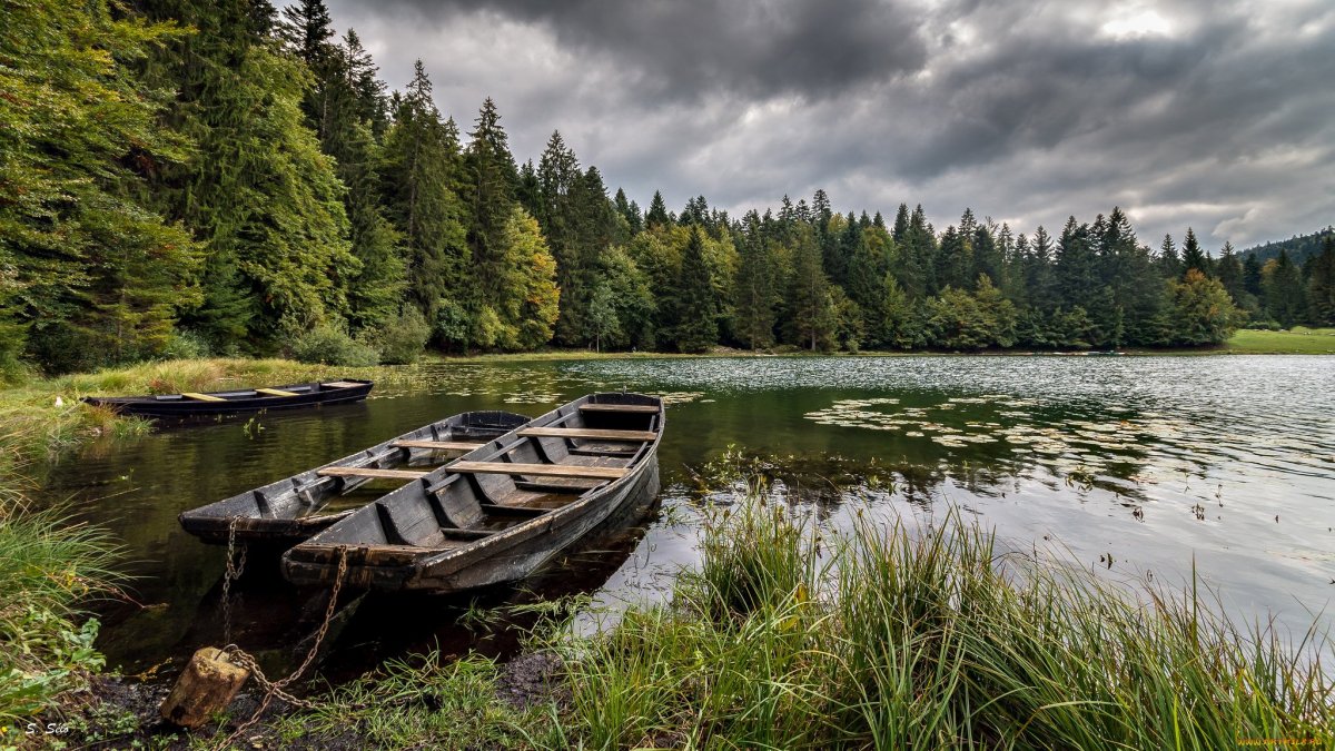 Природа озеро лодка