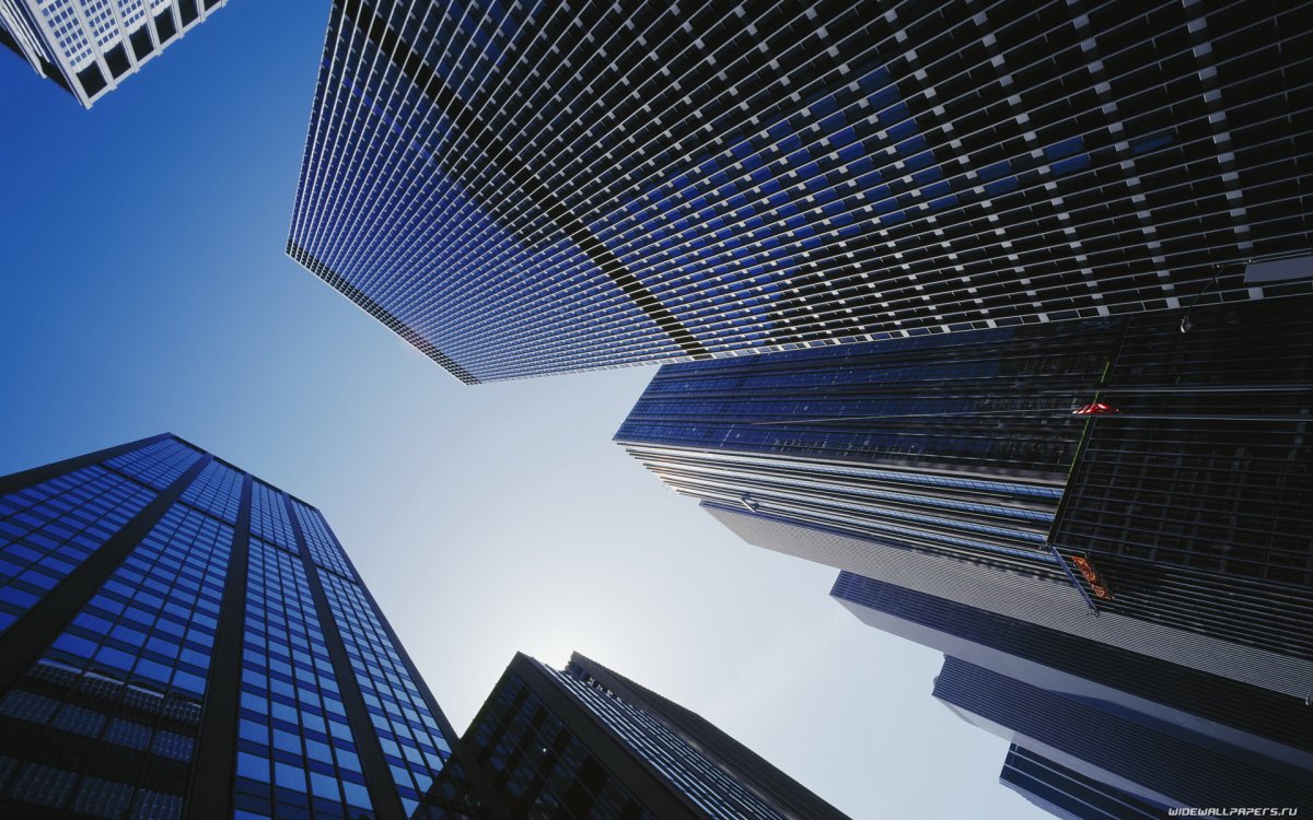 Здания Нью-Йорка вид снизу