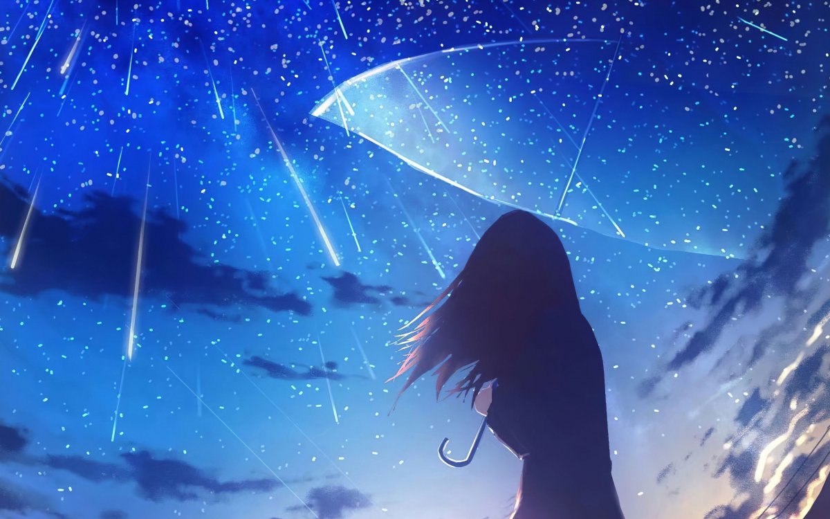 Аниме обои дождь
