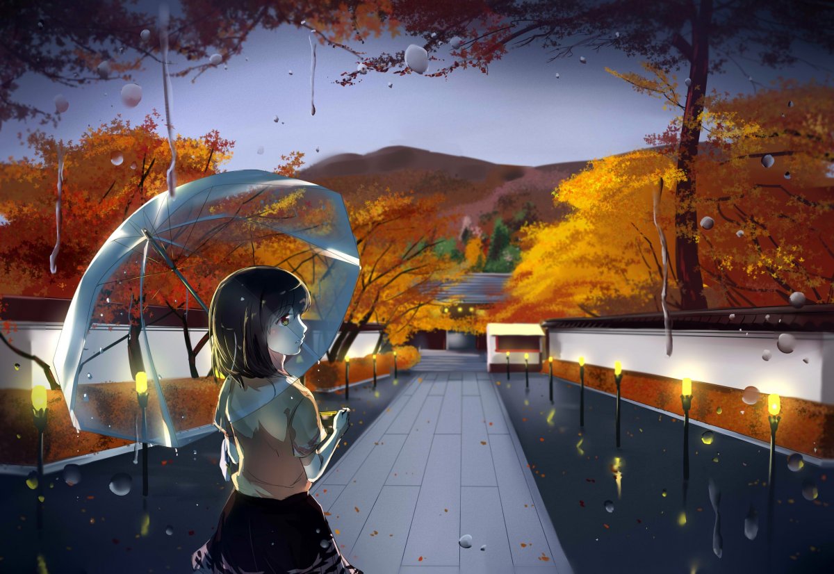 Осенний дождь аниме
