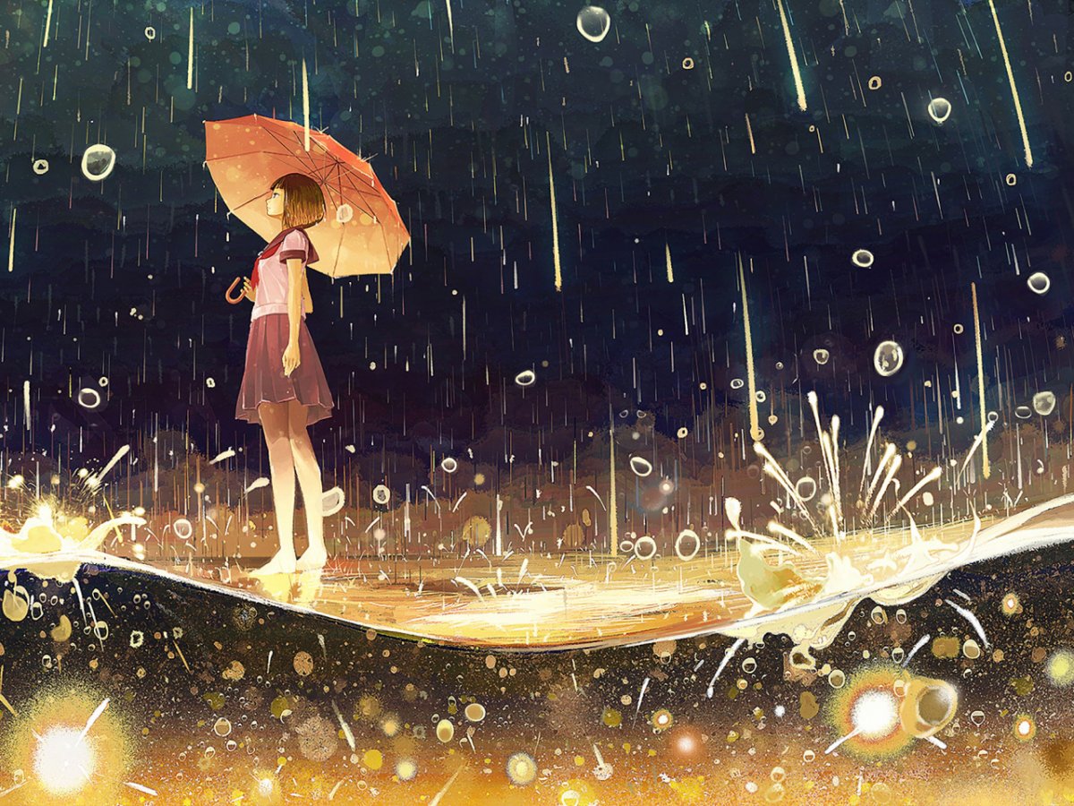 Человечек под дождем