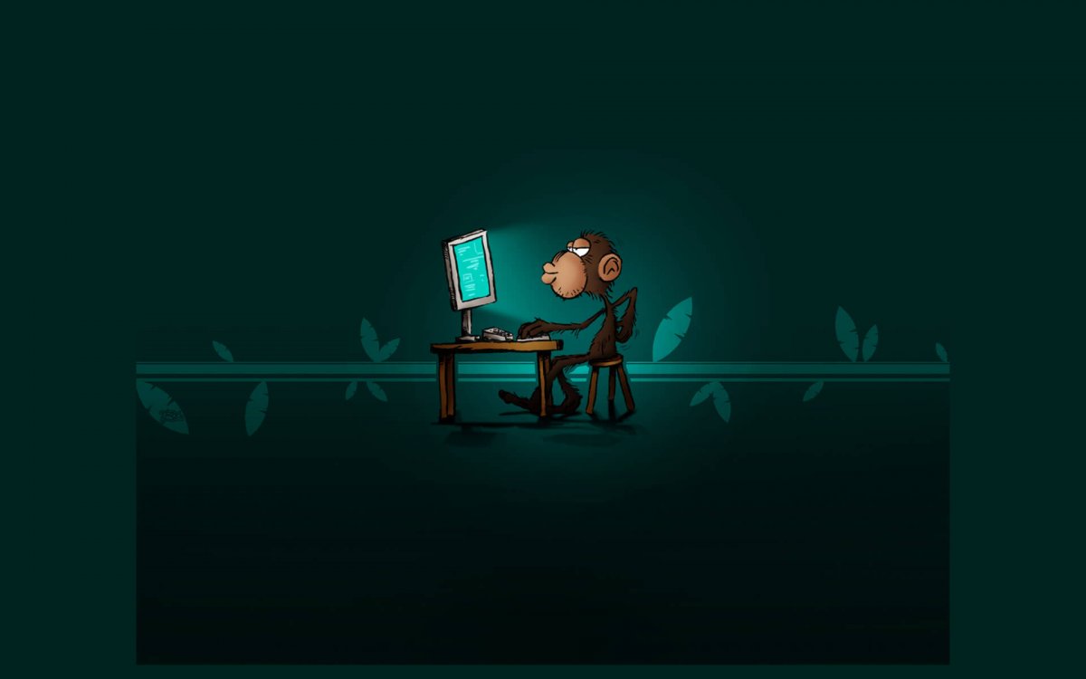 Заставки на ноутбук обезьяны за компьютером