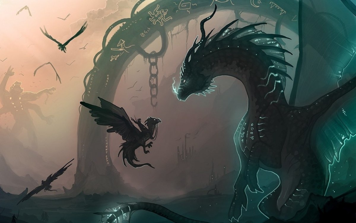 Огнедышащий дракон красивый