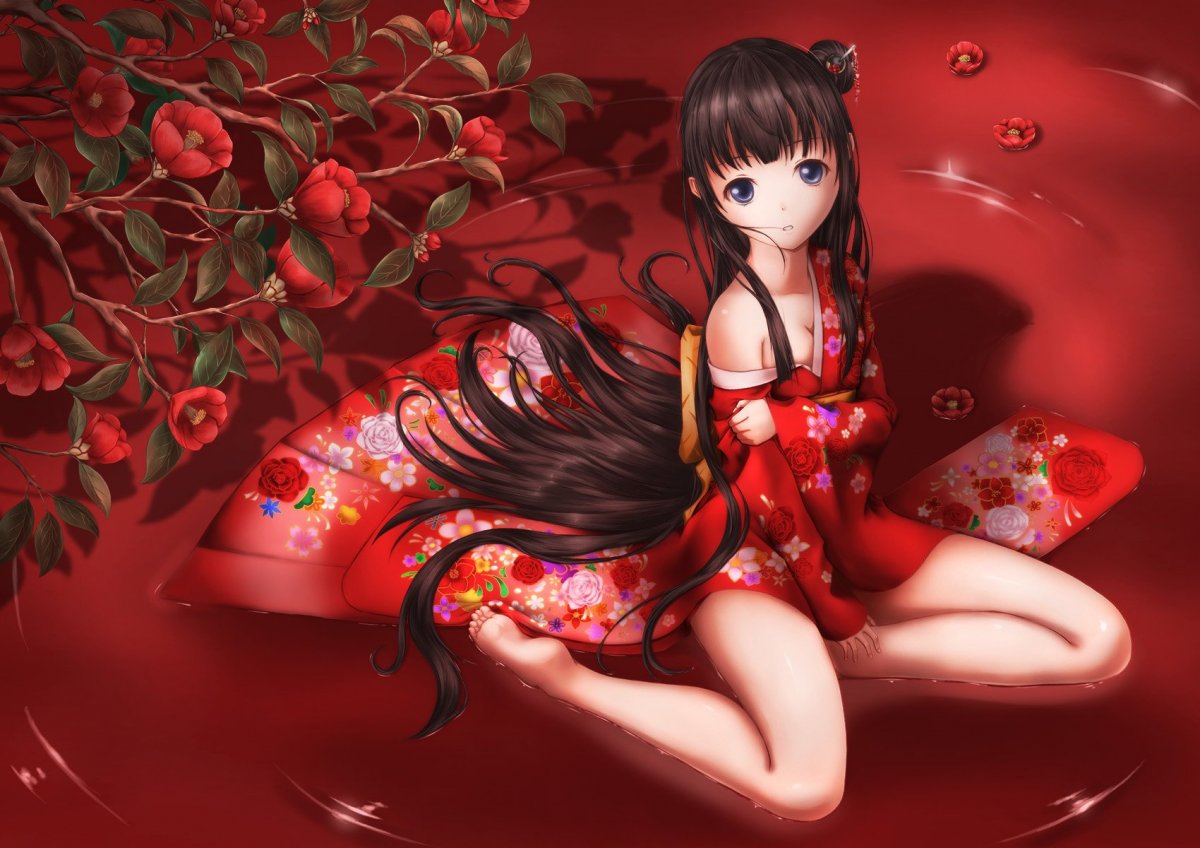 Девушка в Красном кимоно арт