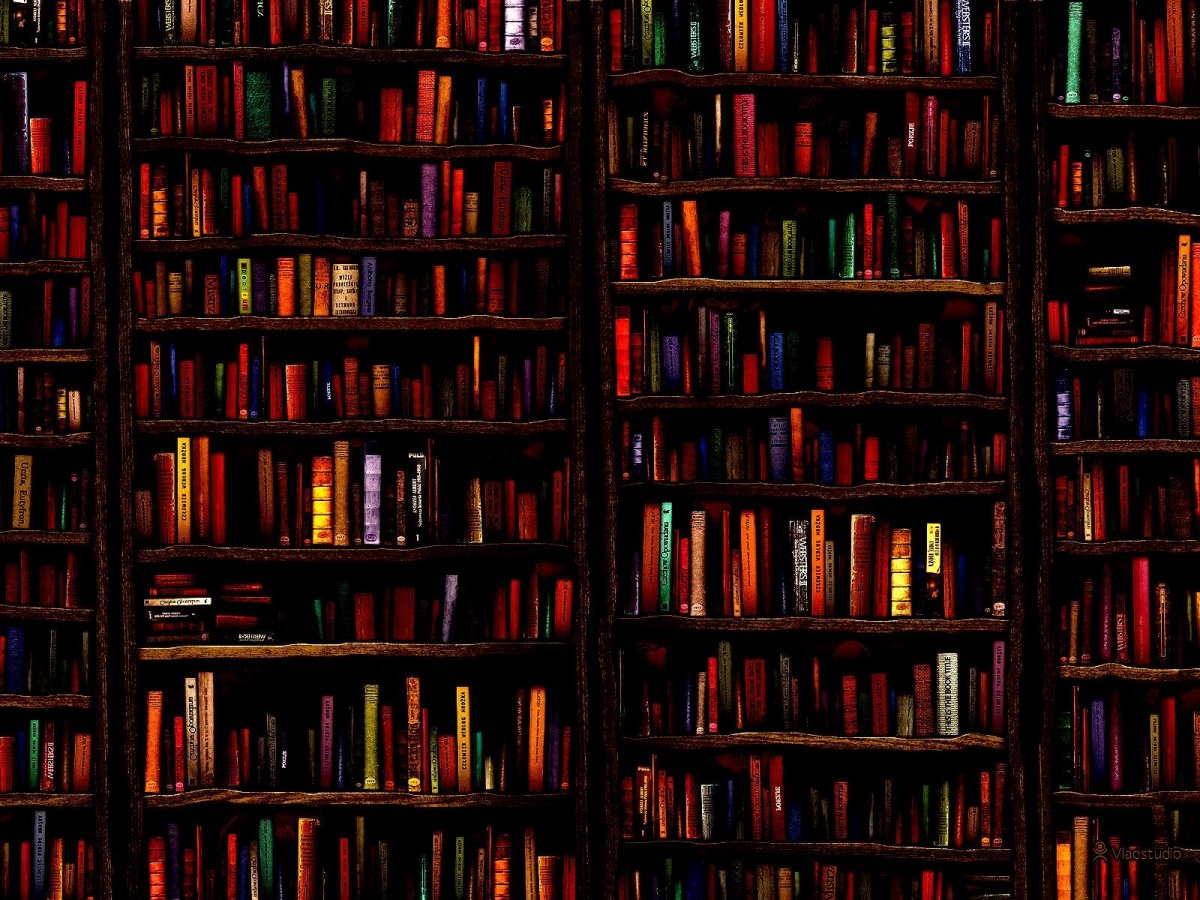 Красивые книжные полки с книгами