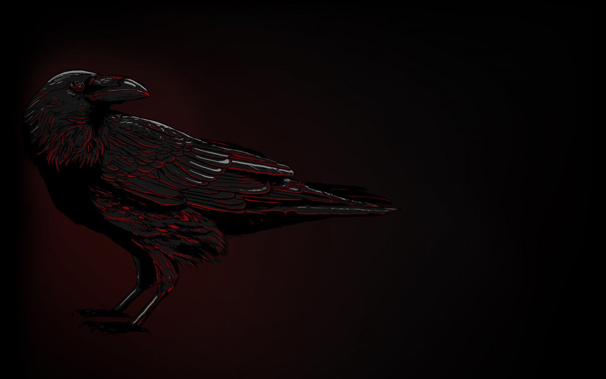 Чёрный ворон на Красном фоне