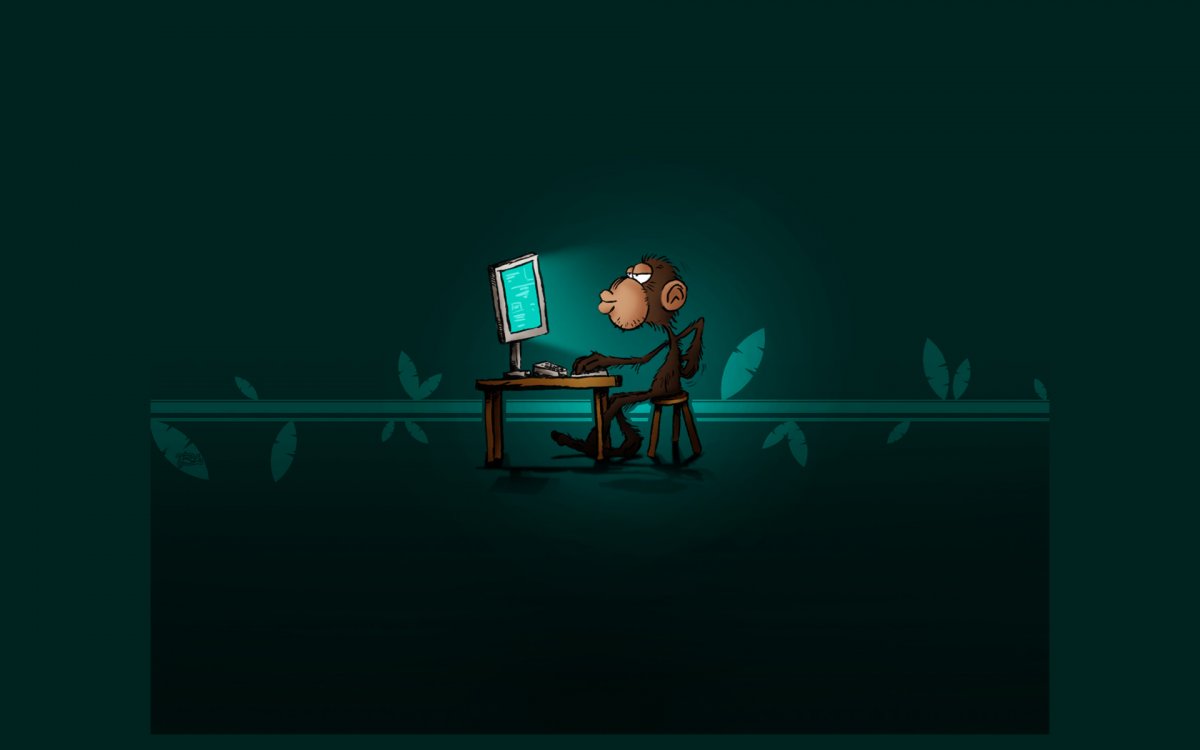 Заставки на ноутбук обезьяны за компьютером