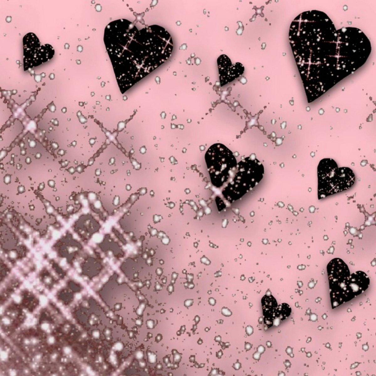 Сердечки розовые блестки