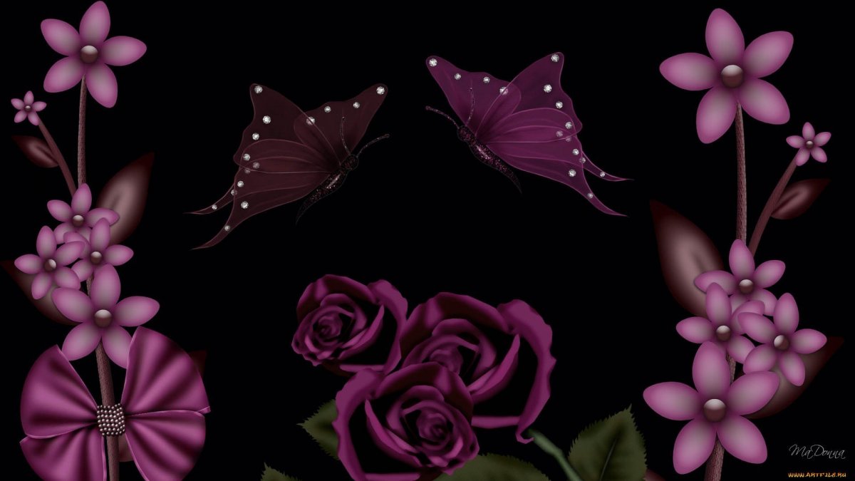 Цветы на темном фоне вертикально