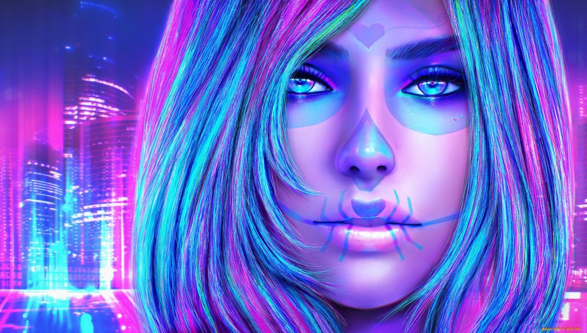 Киберпанк 2077 неоновый город