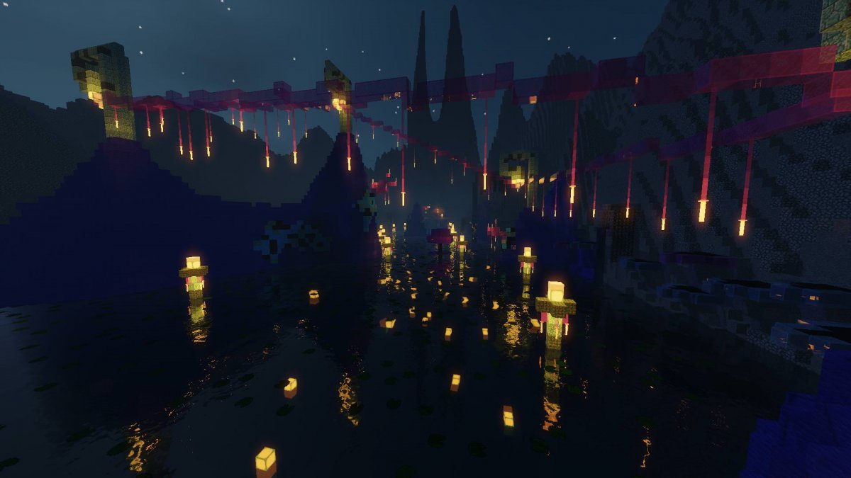 Ночной майнкрафт с шейдерами