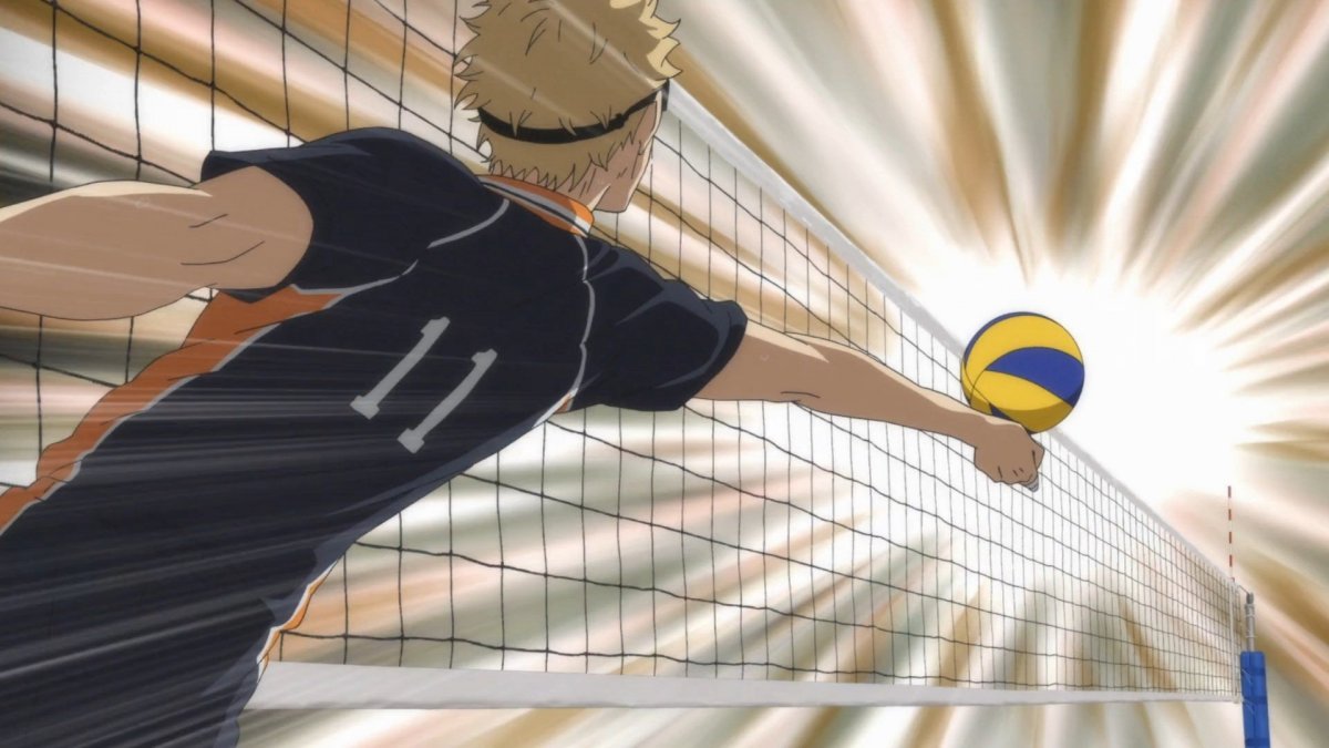 Аниме волейбол Тендо с мячом