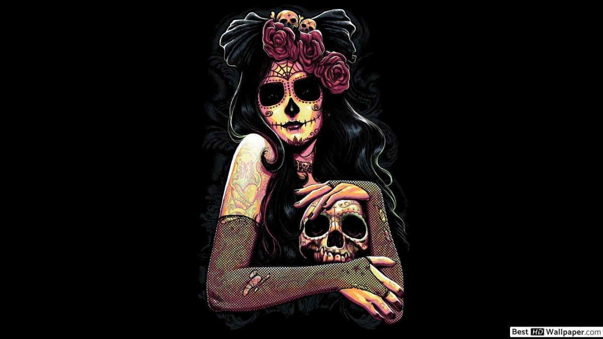 Череп с розой