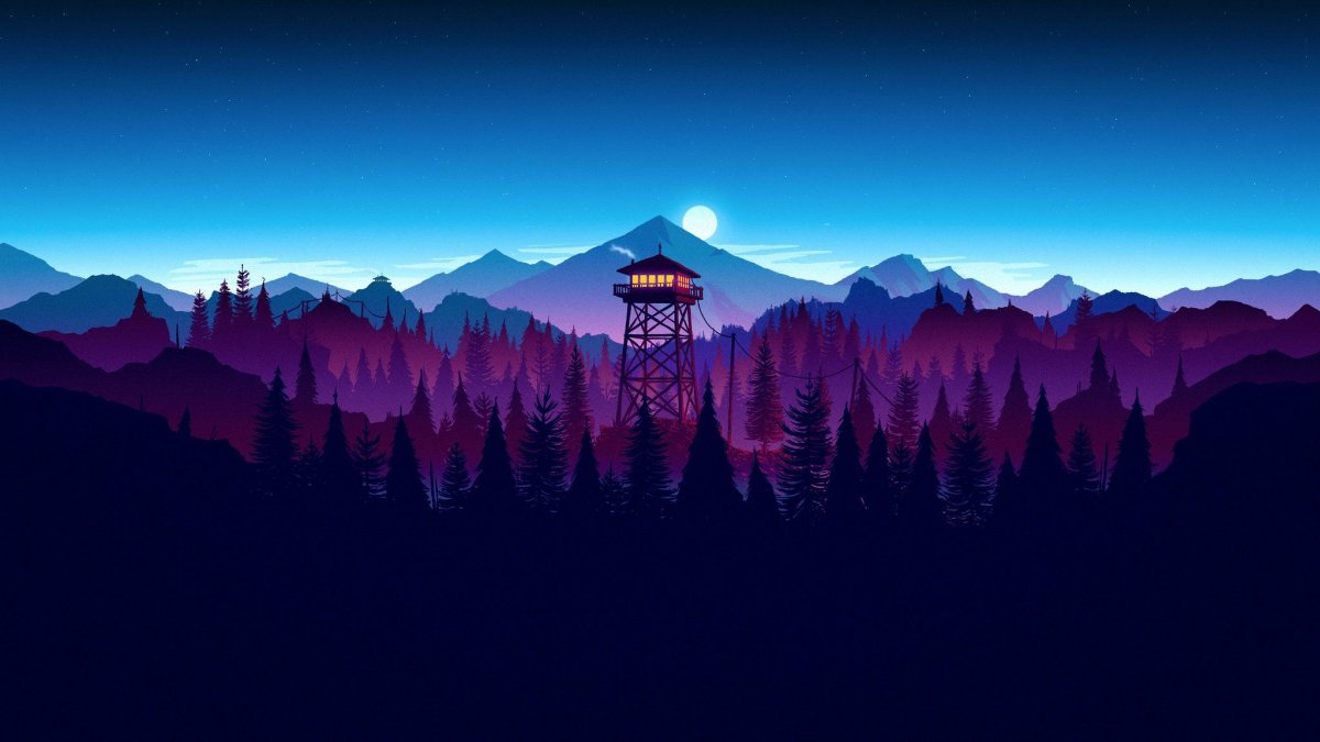 Firewatch лес река горы