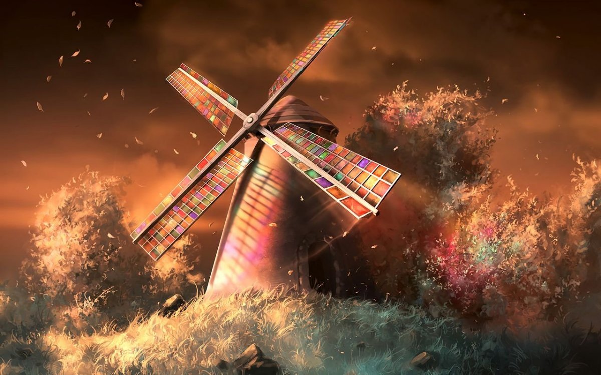 Мельница жернова арт