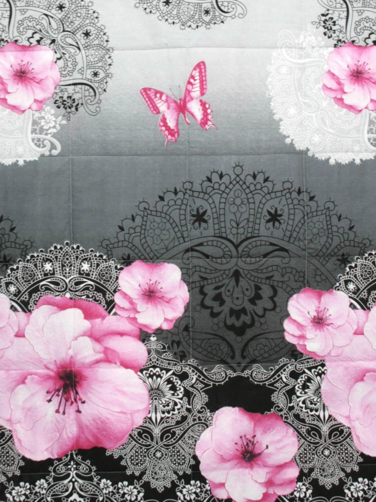 Обои серые с розовым рисунком