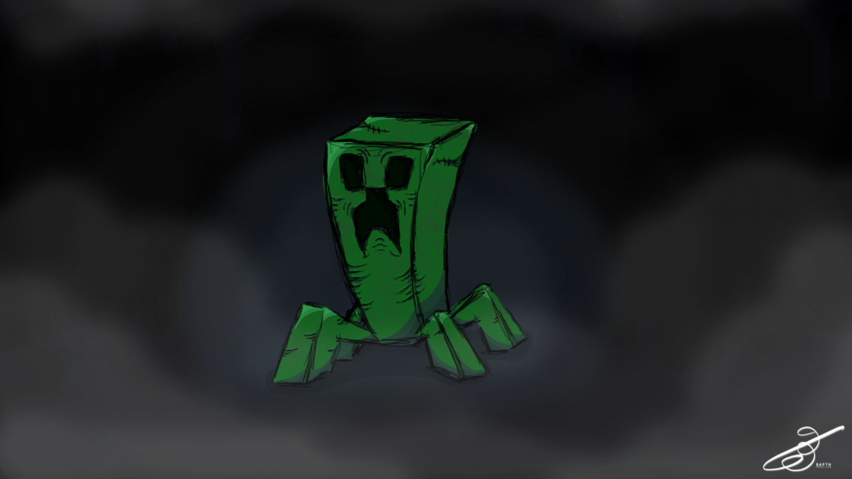 Лицо КРИПЕРА на черном фоне