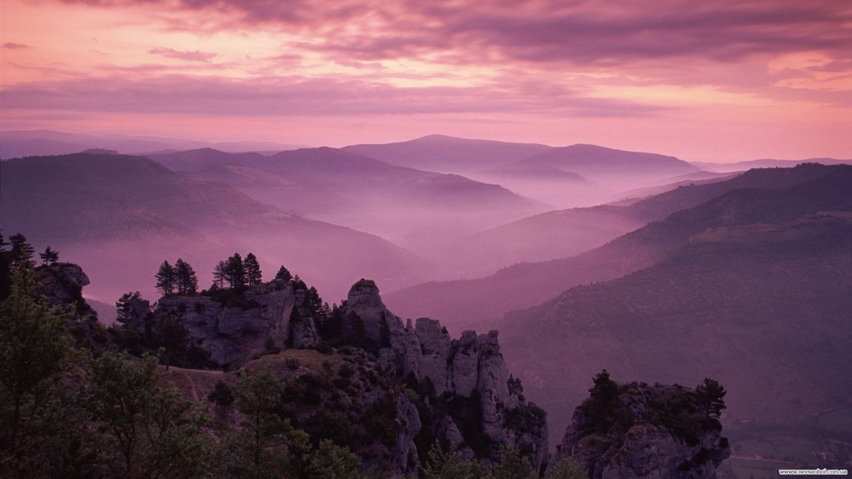 Горы Хуаншань Китай закат