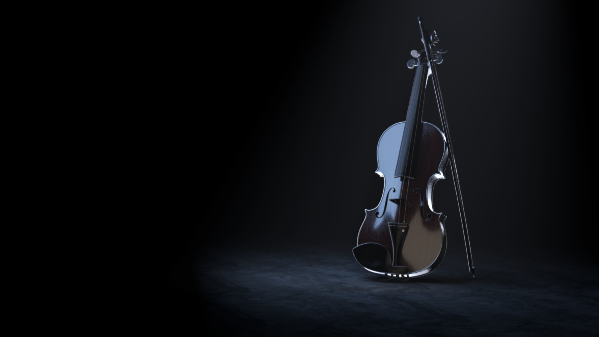 Музыкальные инструменты на темном фоне