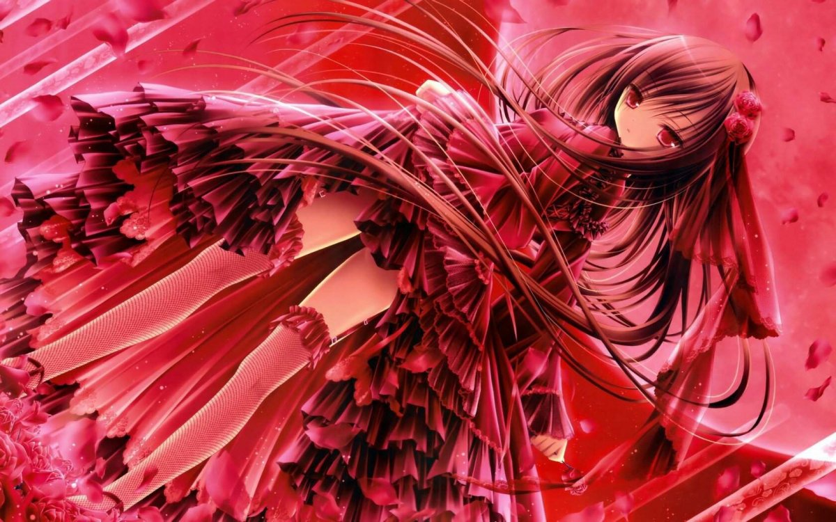 Аниме девочка в Красном