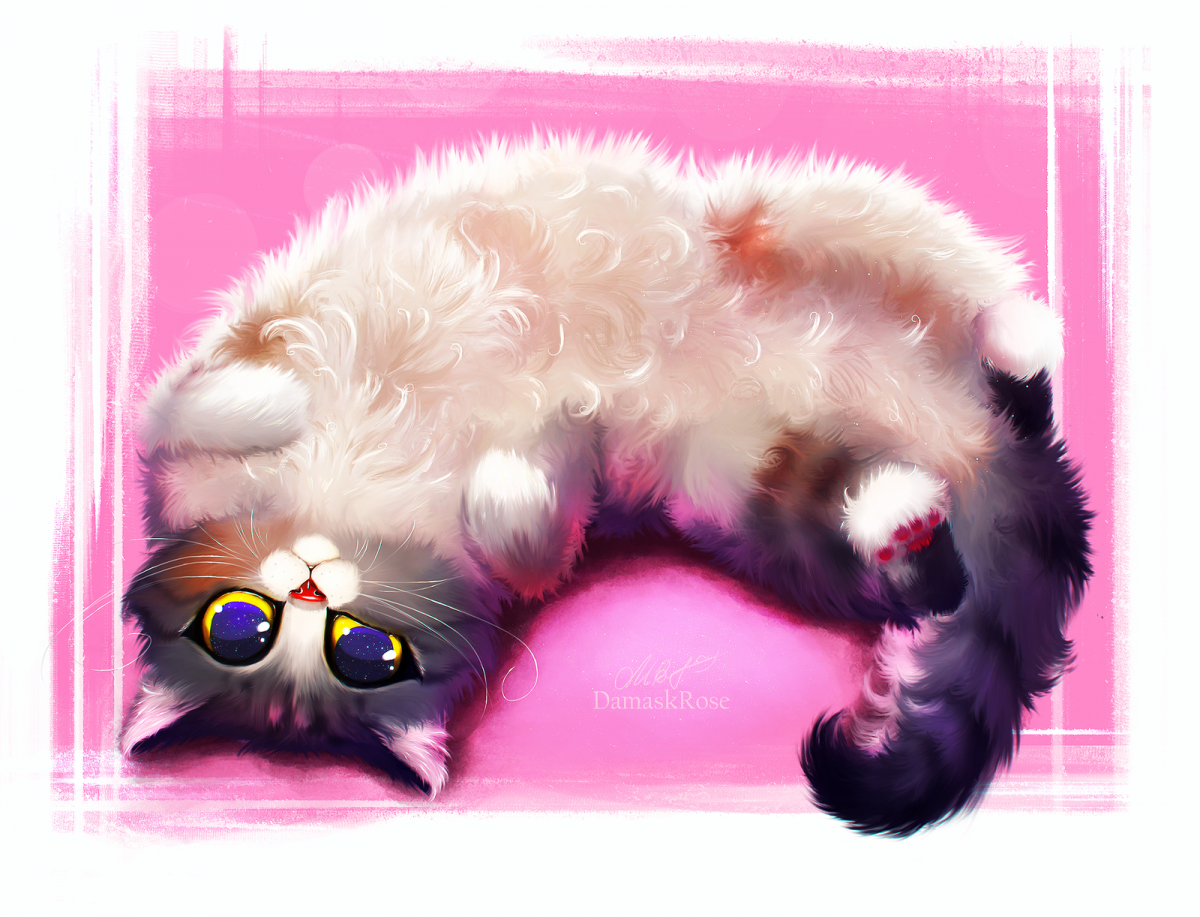 Пушистая кошка арт