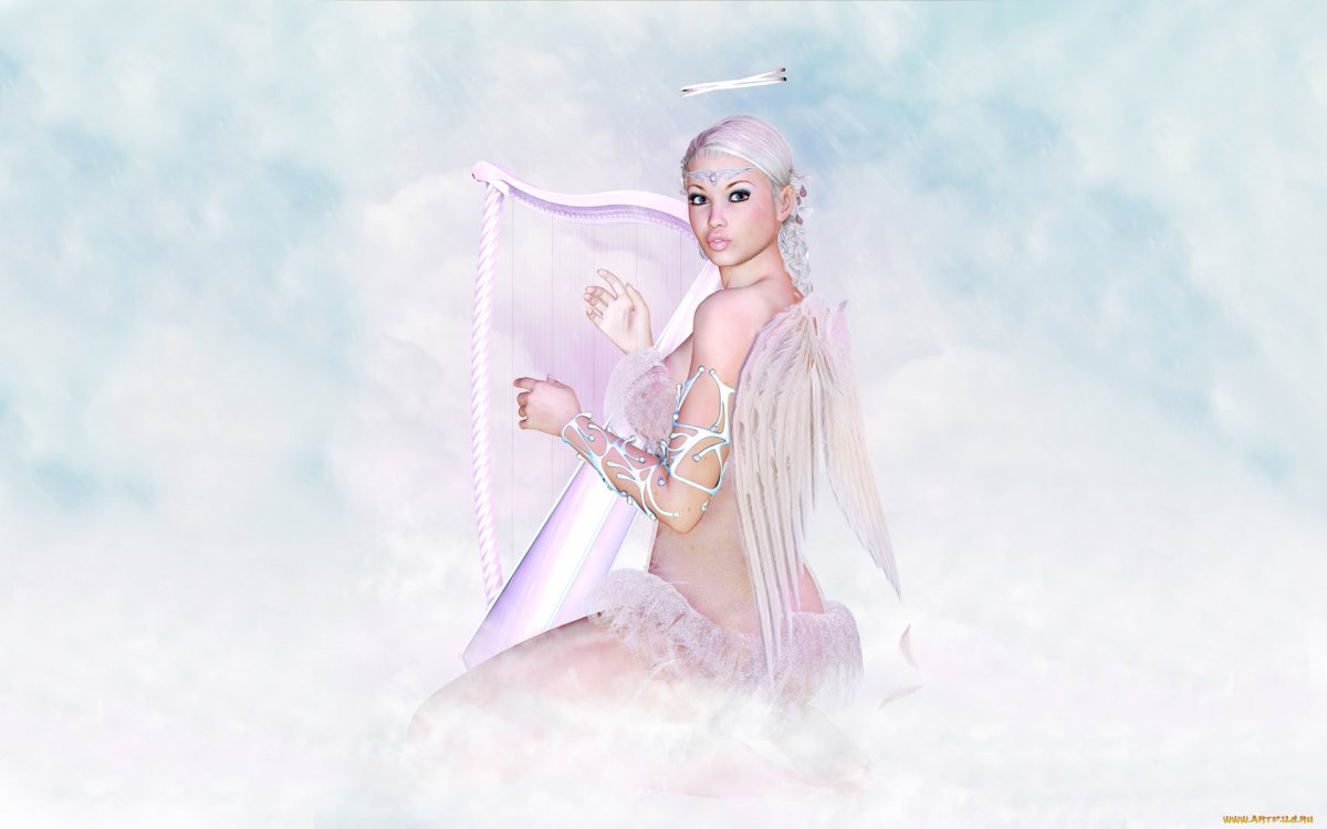 Фантастика ангел с арфой