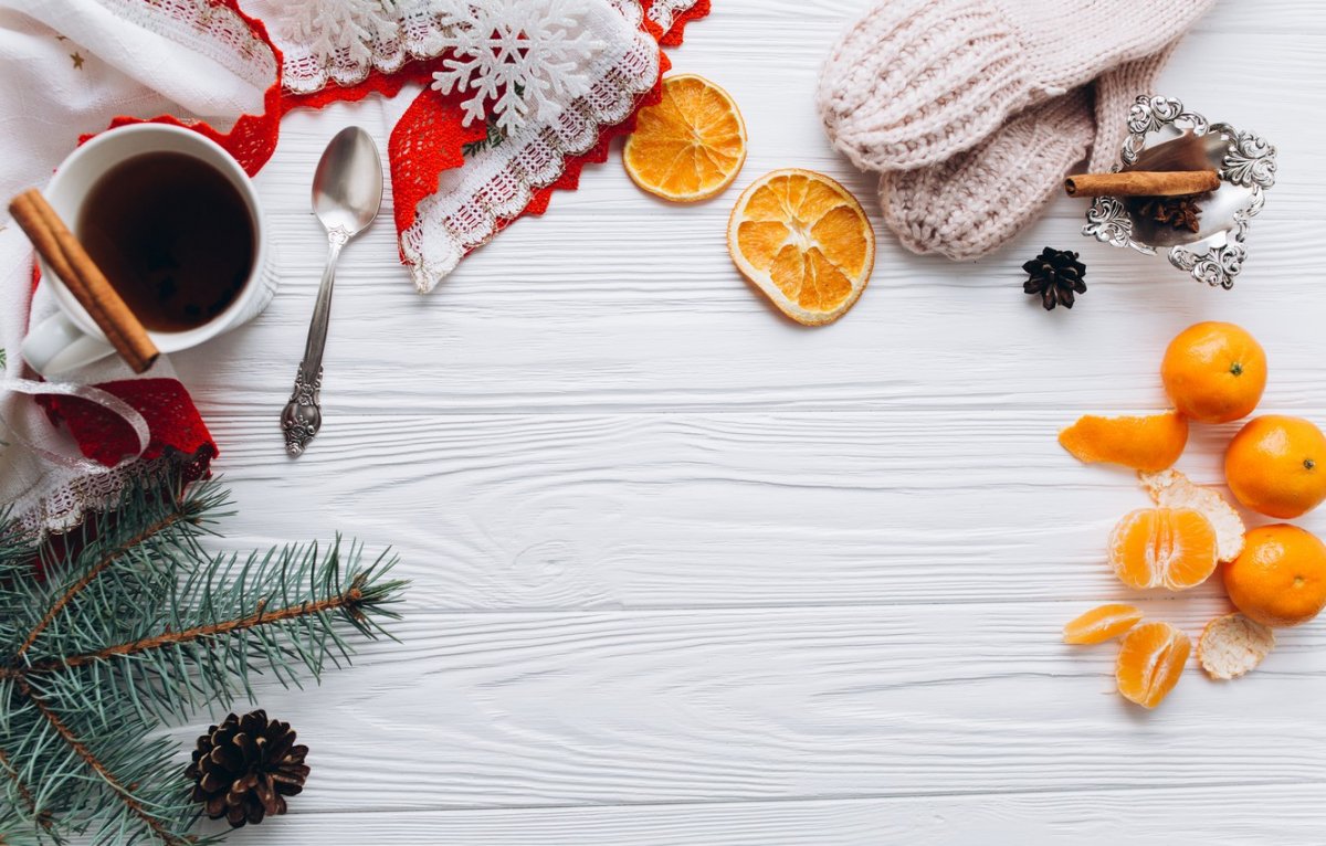 Новогодний стол вид сверху