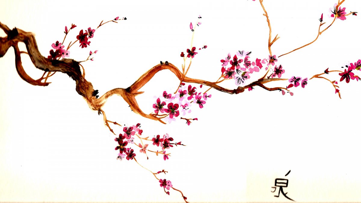 Китайская акварель японская айва