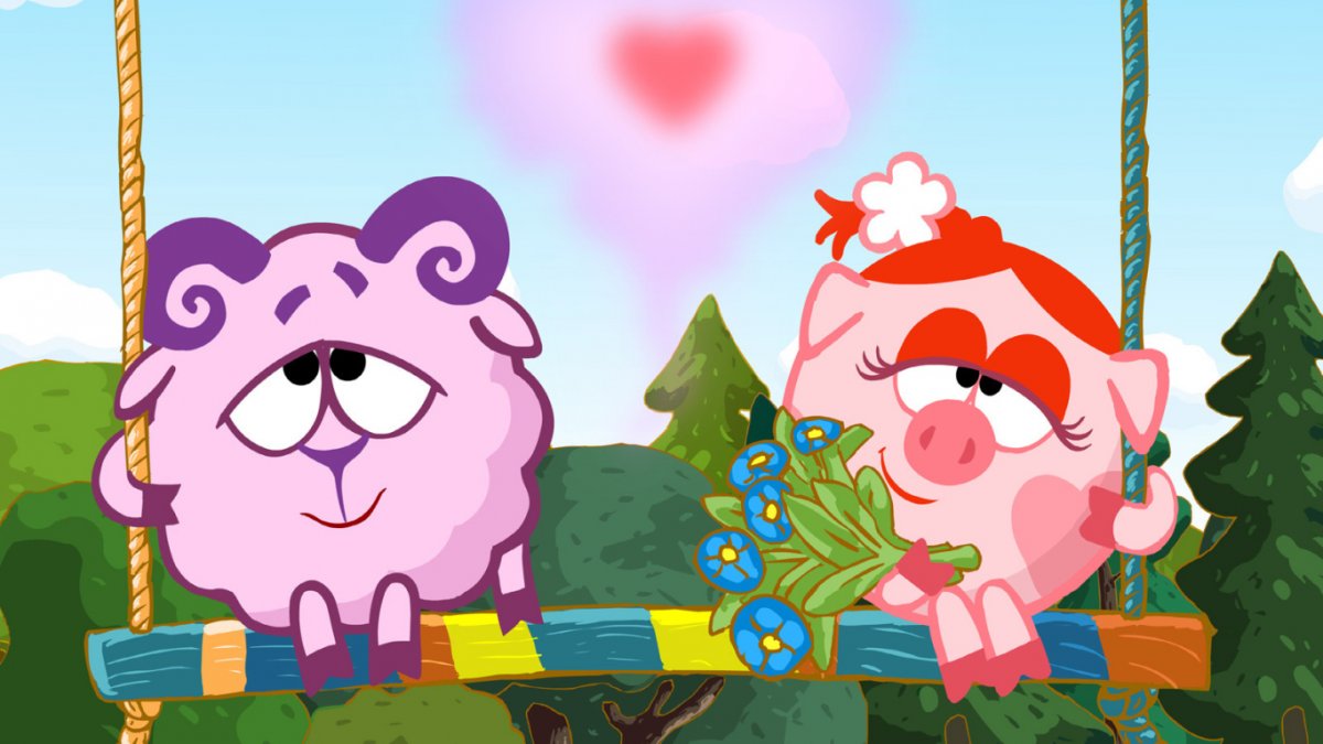 Смешарики Нюша и Бараш