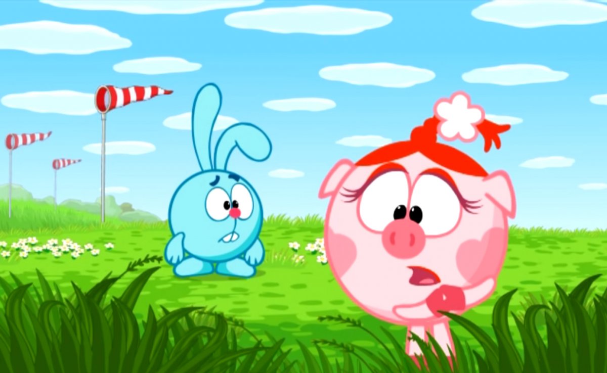 Смешарики Крош и Нюша и Бараш