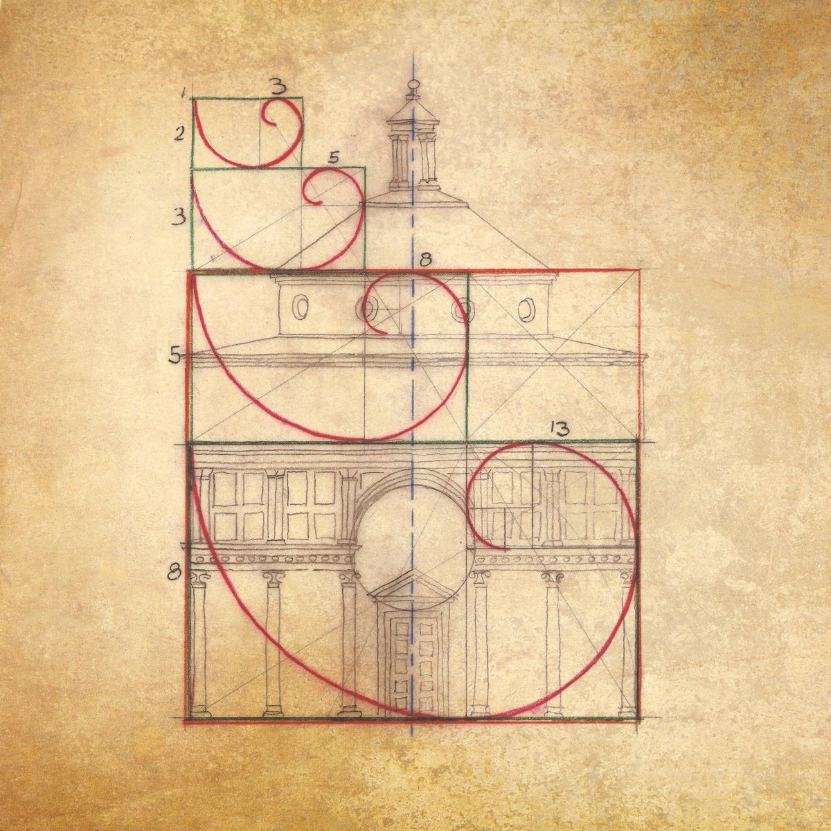 Золотая спираль на темном фоне
