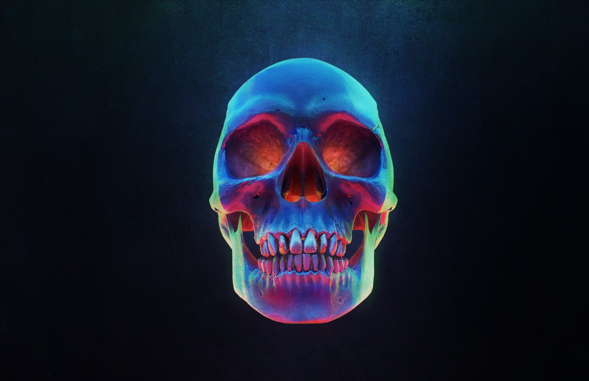 Неоновый череп обои