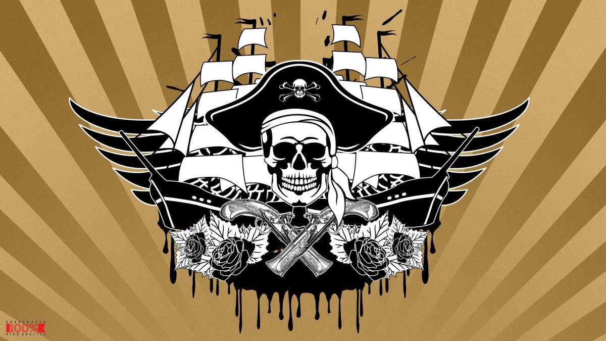 Весёлый Роджер флаг на пиратском корабле