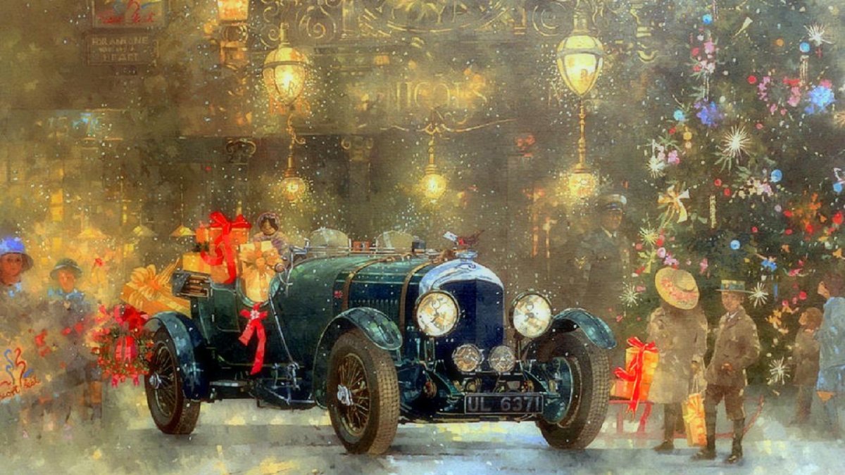 Старинные автомобили и новый год