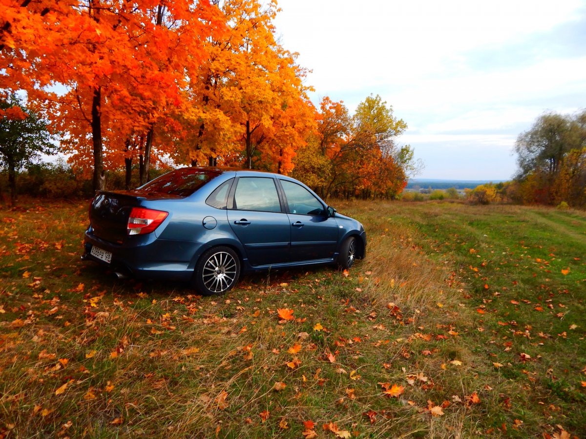 Белая Гранта лифтбек осень
