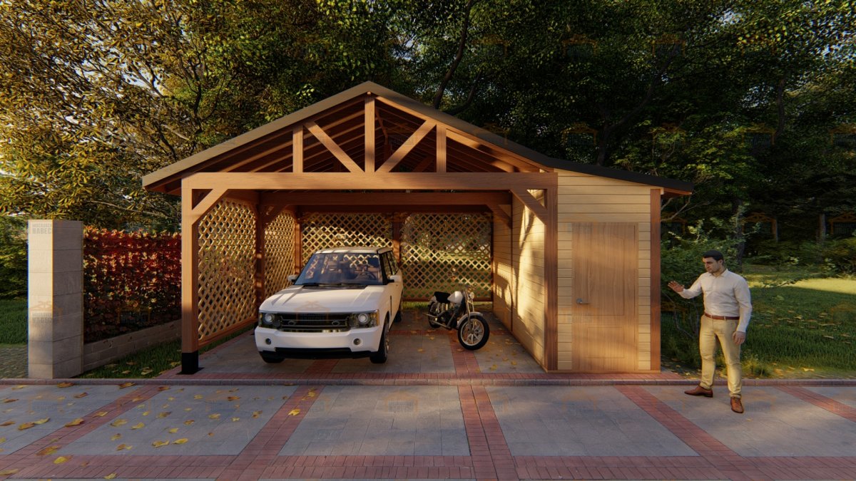 Деревянный навес для автомобиля