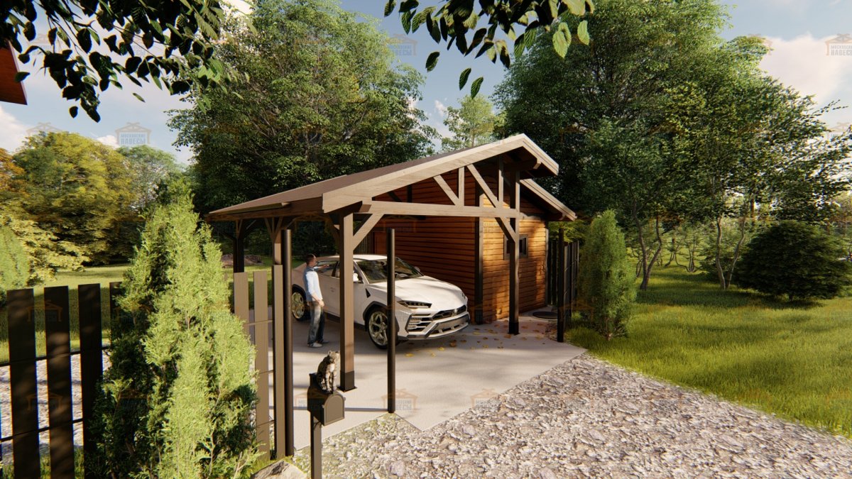 Навес с хозблоком