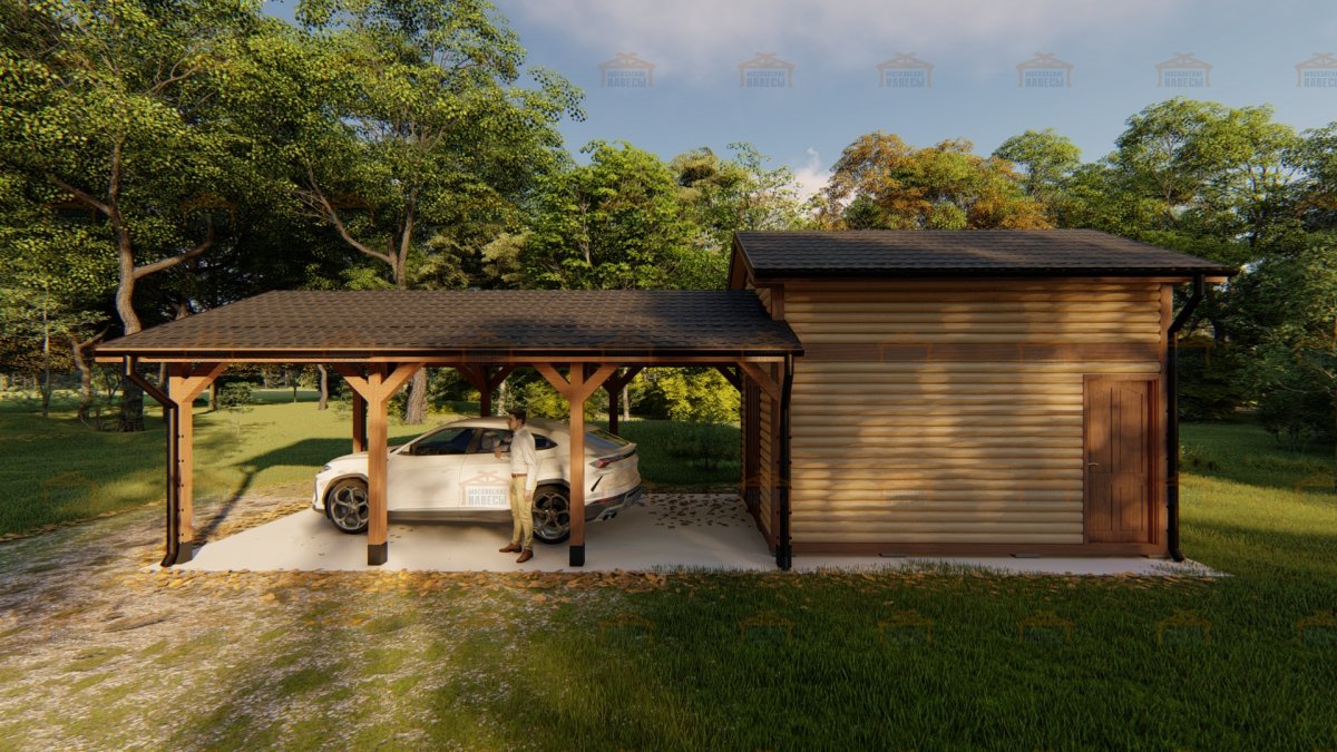 Навес для машины с хозблоком