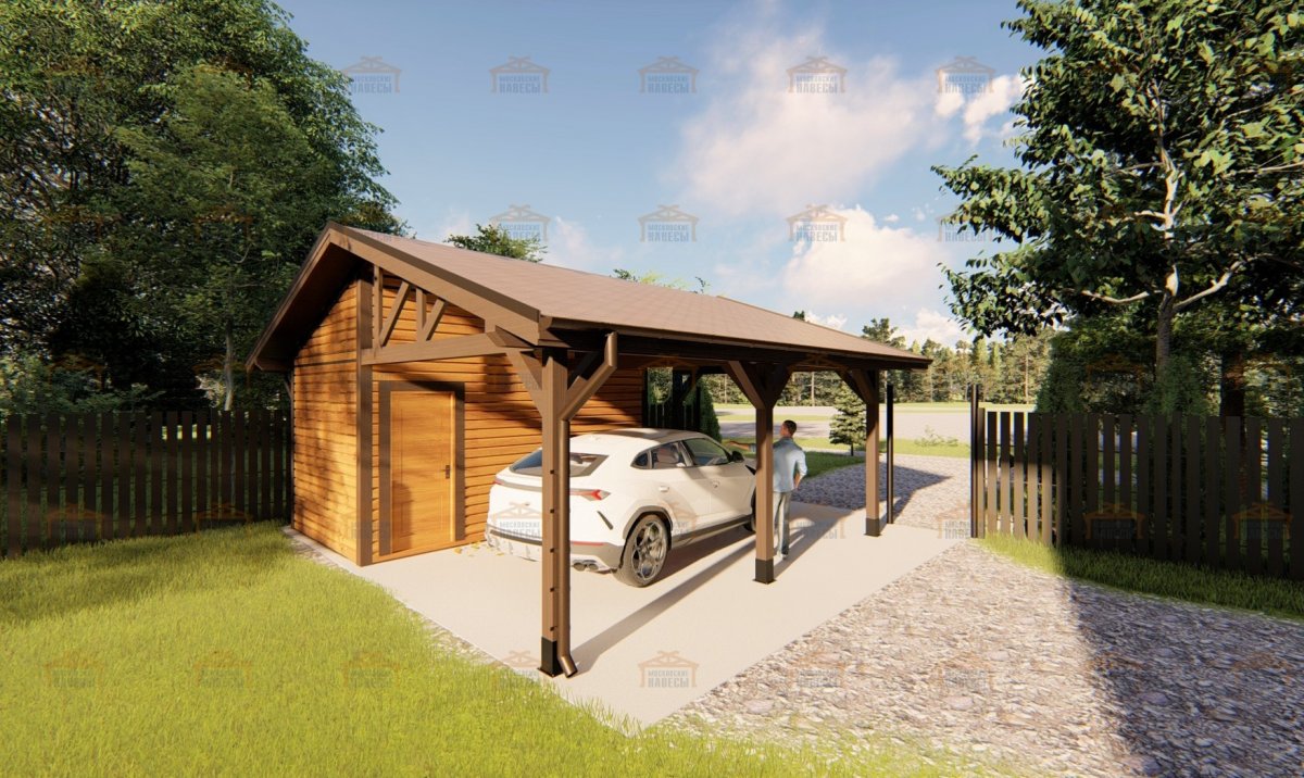 Навес для машины с хозблоком