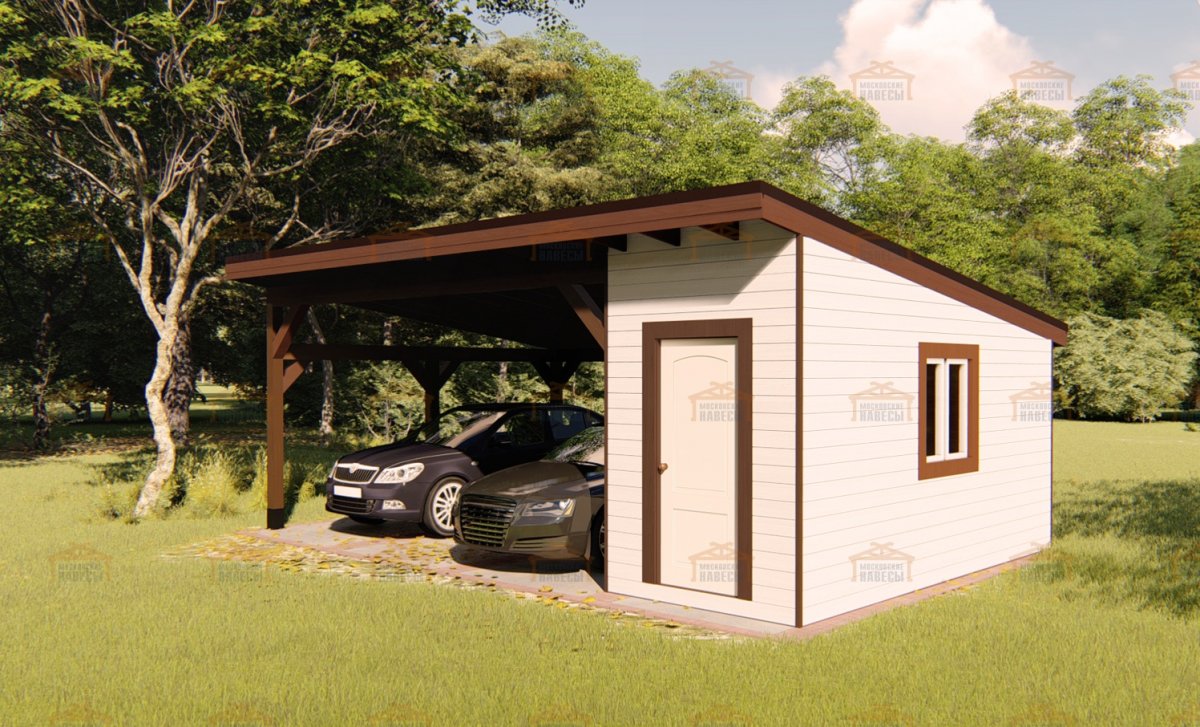 Навес для машины с хозблоком