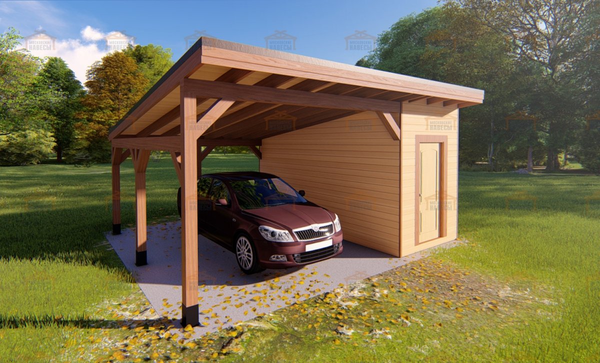 Навес для машины с хозблоком