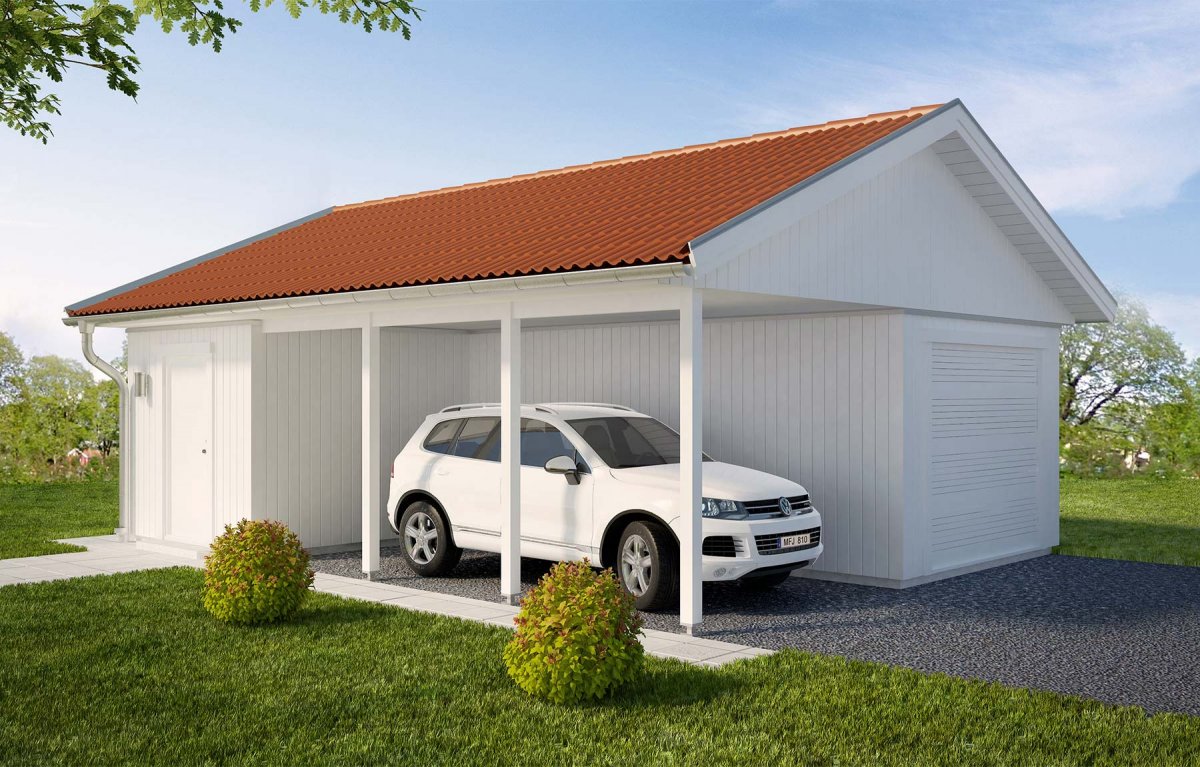 Деревянный навес для машины