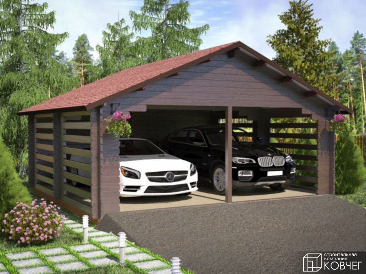 Хозблок с навесом для автомобиля