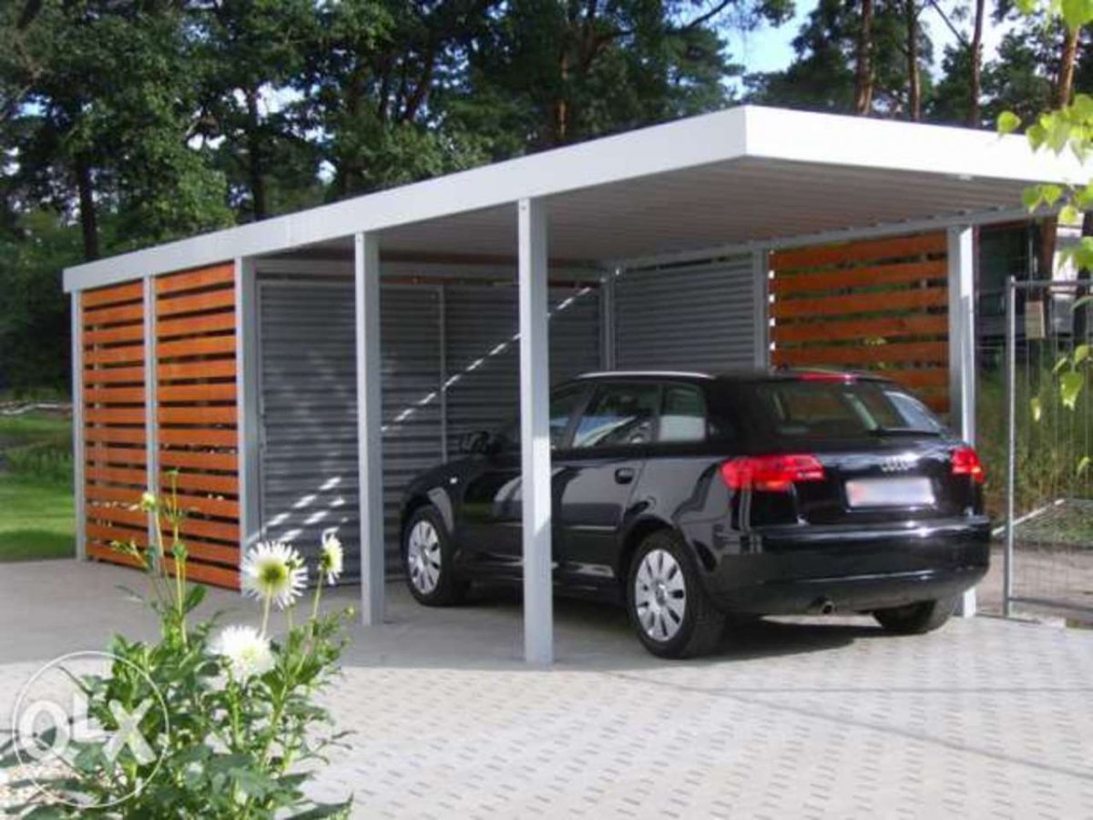 Гараж с навесом для машины