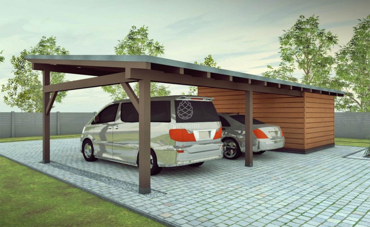 Навес для машины с хозблоком